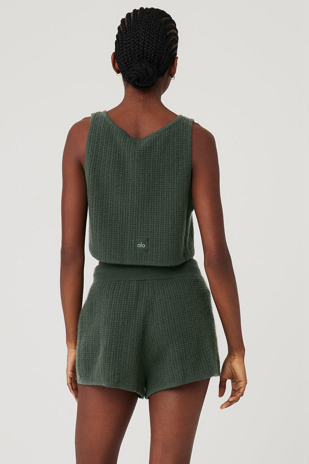 Alo Yoga Cashmere Plush Waffle Cropped Donna Tank Corallo | Italia  RDE-367590