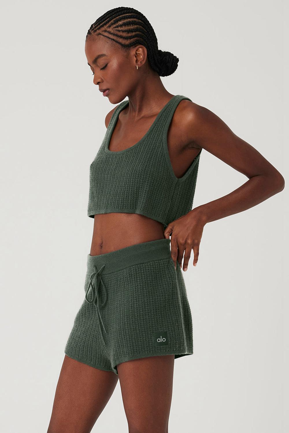 Alo Yoga Cashmere Plush Waffle Cropped Donna Tank Corallo | Italia  RDE-367590
