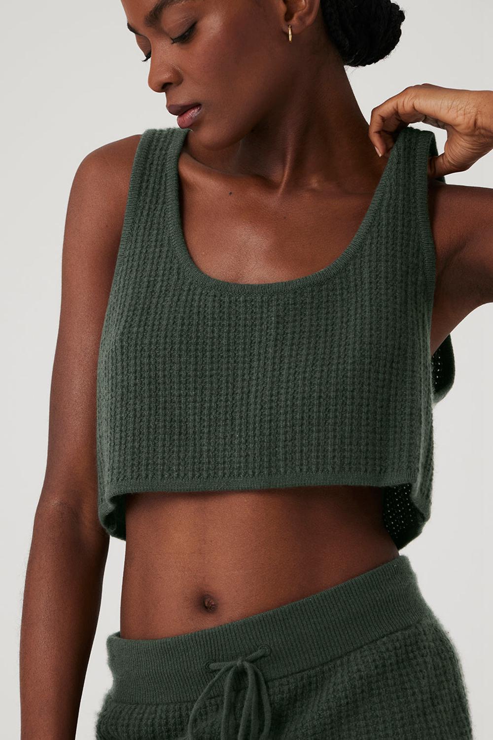 Alo Yoga Cashmere Plush Waffle Cropped Donna Tank Corallo | Italia  RDE-367590
