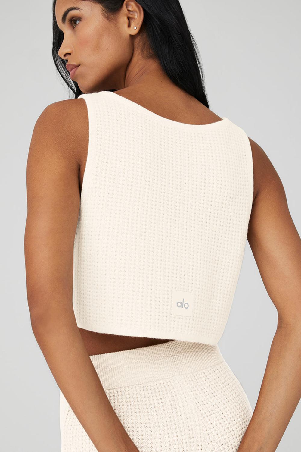 Alo Yoga Cashmere Plush Waffle Cropped Donna Tank Ivory | Italia  UYF-817936