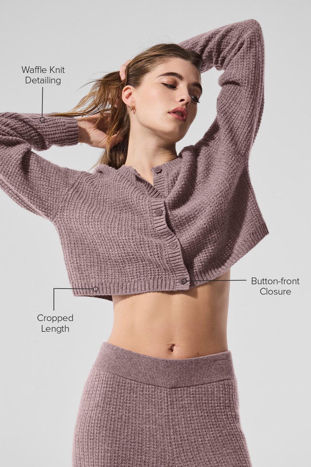 Alo Yoga Cashmere Plush Waffle Donna Cardigan Mushroom Heather | Italia  LIT-231647