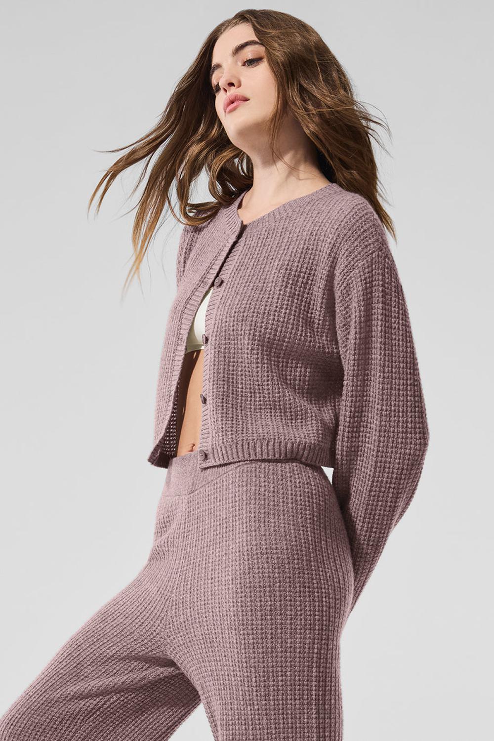 Alo Yoga Cashmere Plush Waffle Donna Cardigan Mushroom Heather | Italia  LIT-231647