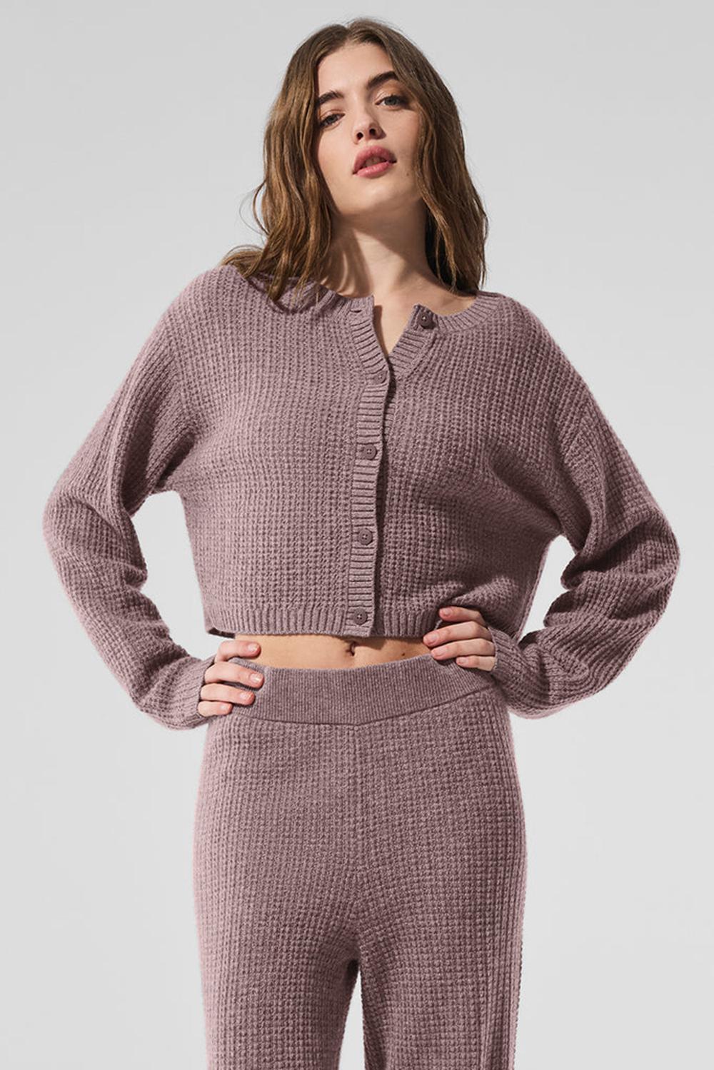 Alo Yoga Cashmere Plush Waffle Donna Cardigan Mushroom Heather | Italia  LIT-231647