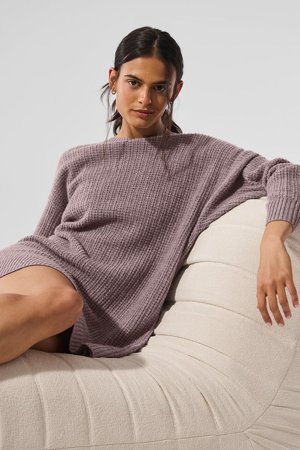 Alo Yoga Cashmere Plush Waffle Donna Vestito Mushroom Heather | Italia  XFT-253679