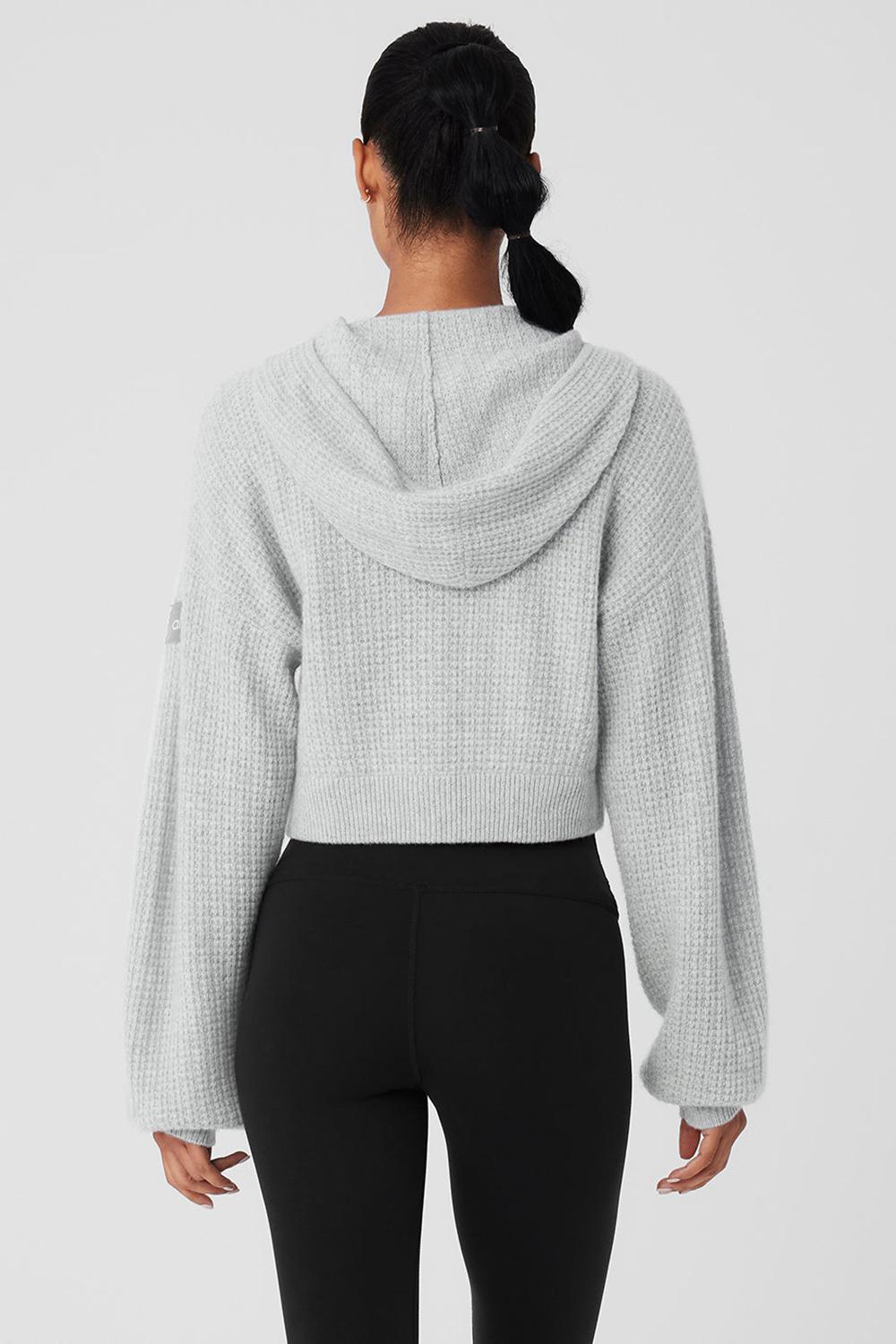 Alo Yoga Cashmere Plush Waffle Full Zip Donna Felpa con Cappuccio Grigie | Italia  YPD-016249