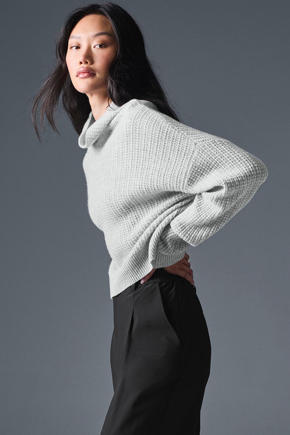 Alo Yoga Cashmere Plush Waffle Turtleneck Donna Pullover Grigie | Italia  HNF-968125