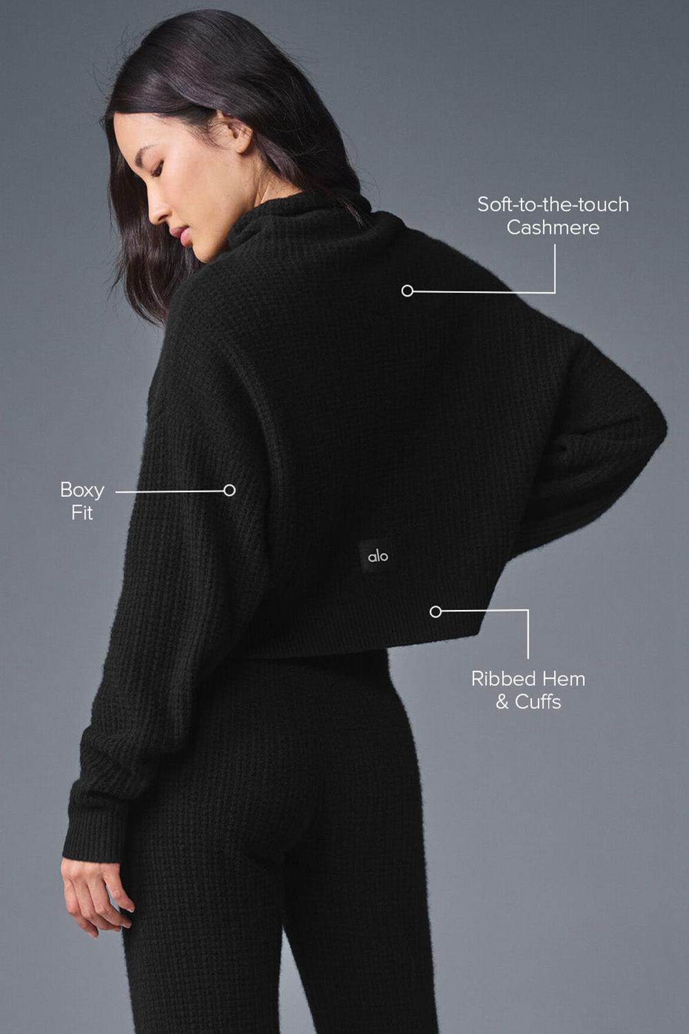Alo Yoga Cashmere Plush Waffle Turtleneck Donna Pullover Nere | Italia  FJH-956741