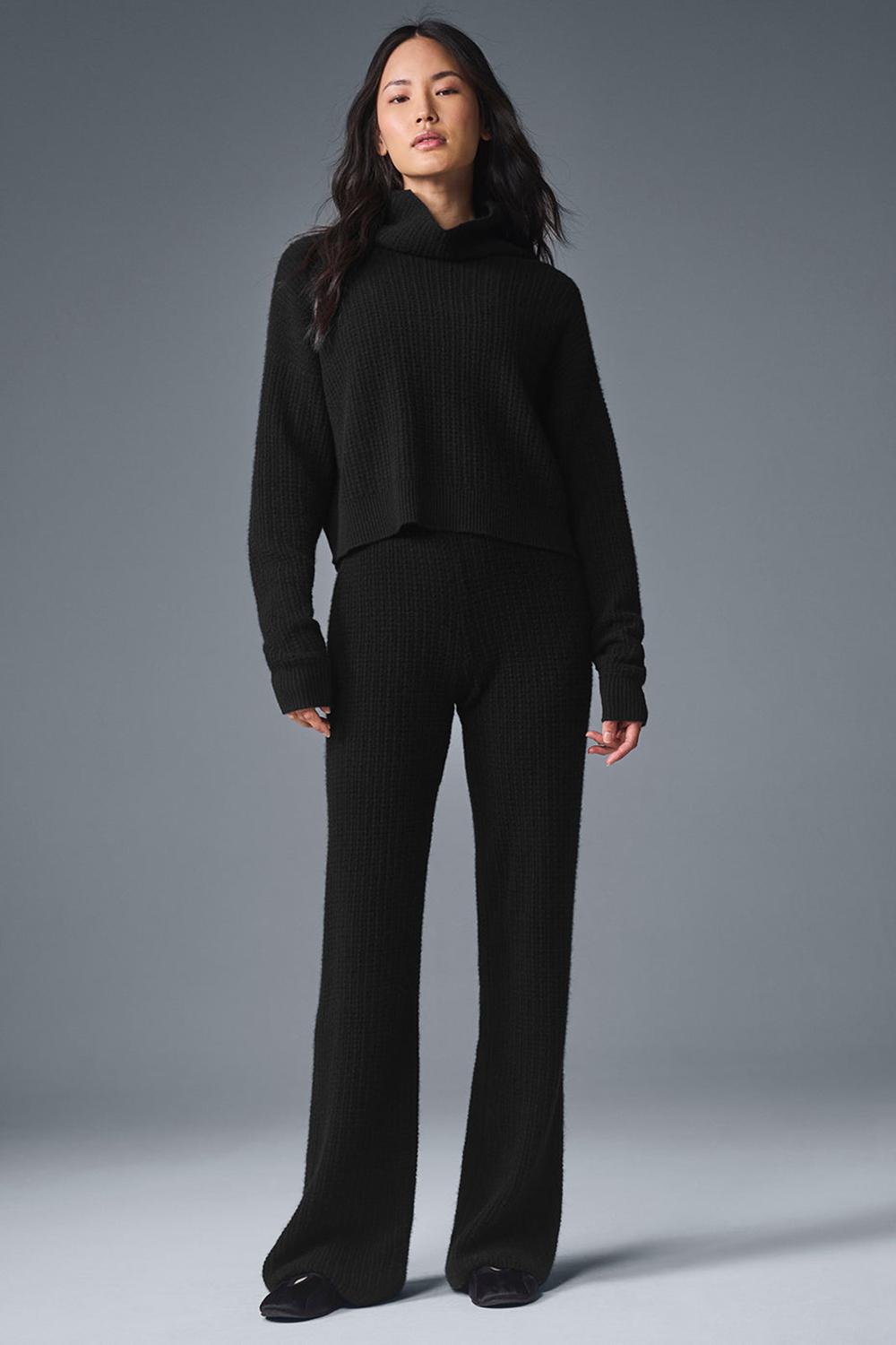 Alo Yoga Cashmere Plush Waffle Turtleneck Donna Pullover Nere | Italia  FJH-956741
