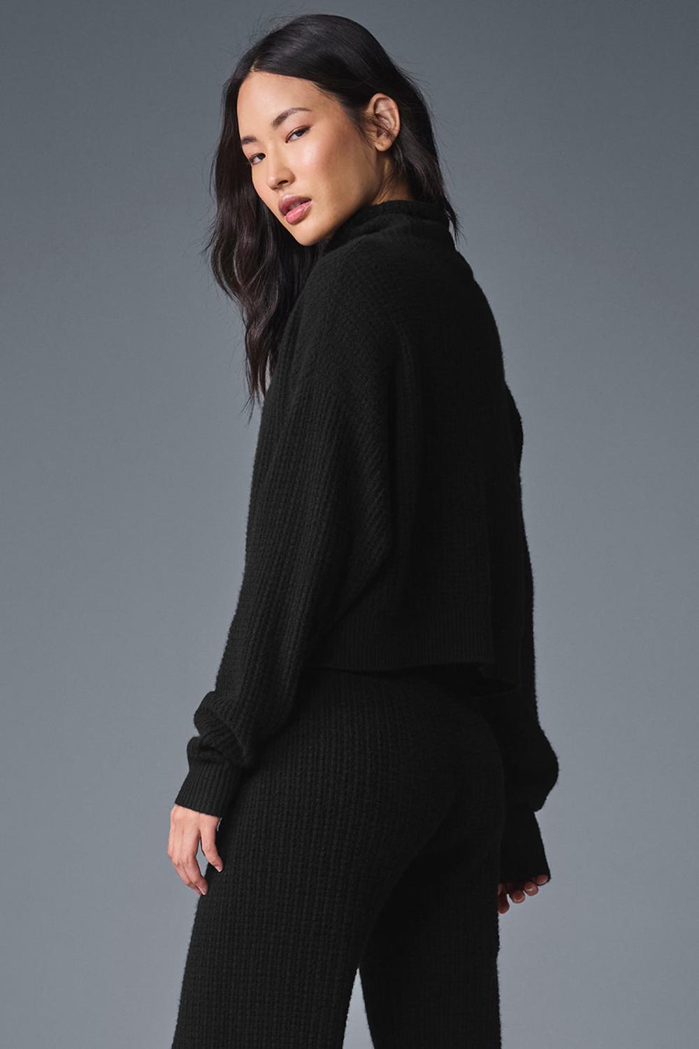Alo Yoga Cashmere Plush Waffle Turtleneck Donna Pullover Nere | Italia  FJH-956741