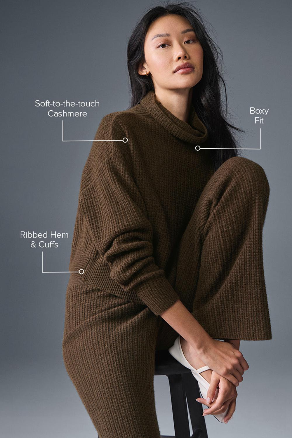 Alo Yoga Cashmere Plush Waffle Turtleneck Donna Pullover Espresso | Italia  WAR-054367