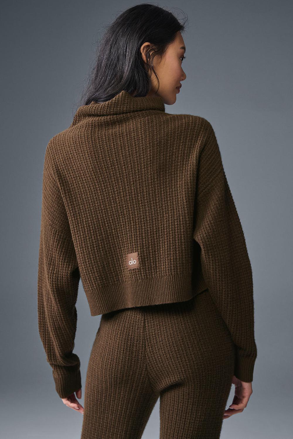Alo Yoga Cashmere Plush Waffle Turtleneck Donna Pullover Espresso | Italia  WAR-054367