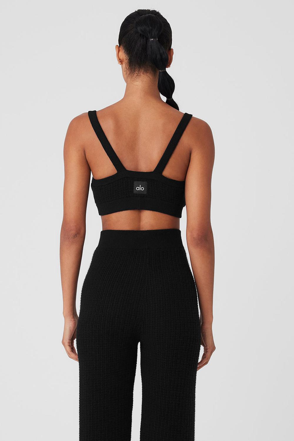 Alo Yoga Cashmere Plush Waffle V-Neck Donna Reggiseno Nere | Italia  TZI-942608