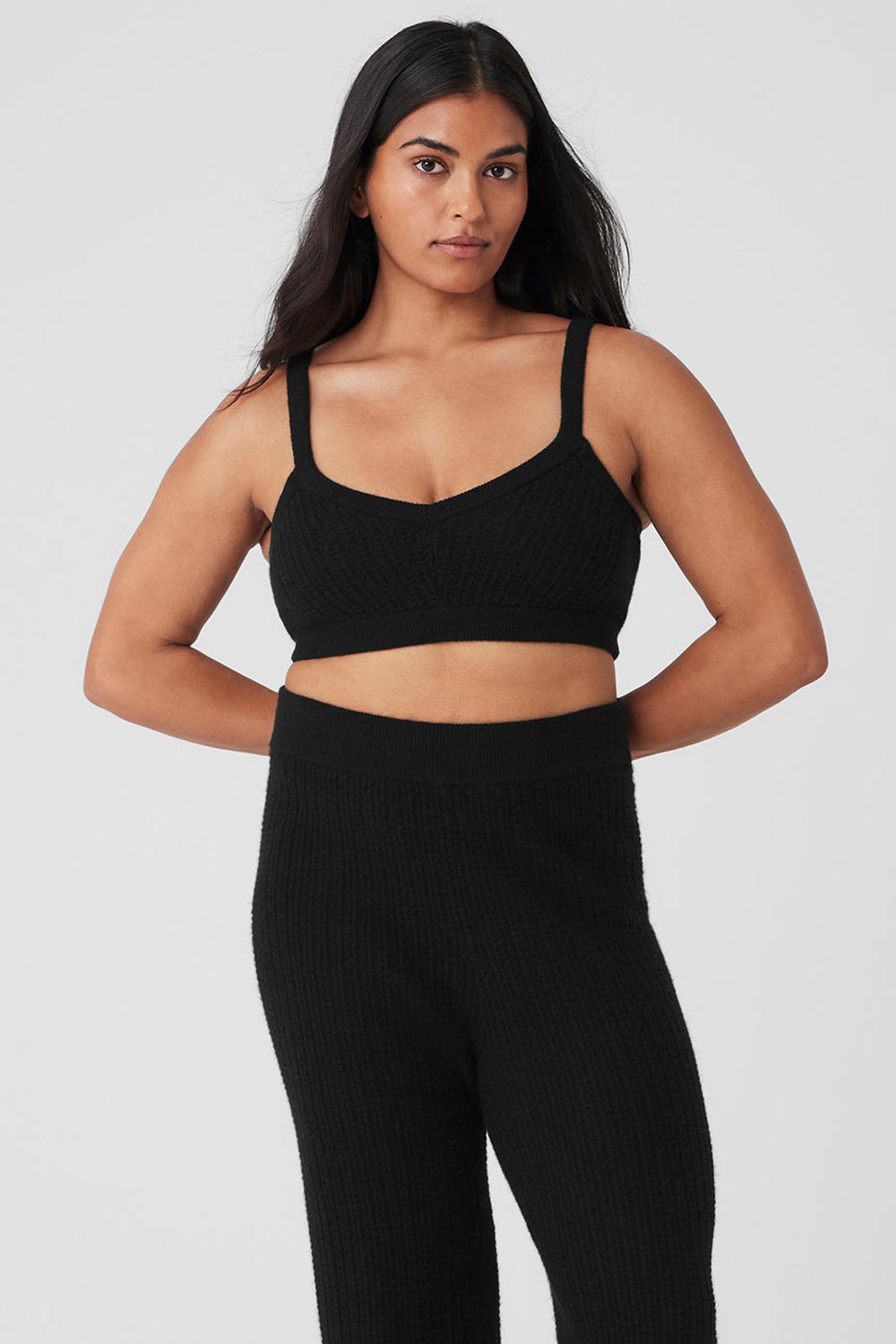 Alo Yoga Cashmere Plush Waffle V-Neck Donna Reggiseno Nere | Italia  TZI-942608