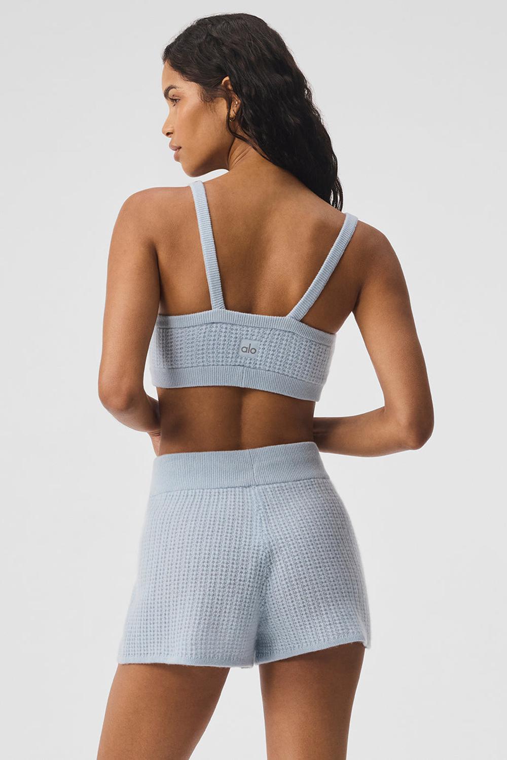 Alo Yoga Cashmere Plush Waffle V-Neck Donna Reggiseno Blu | Italia  RUB-840579