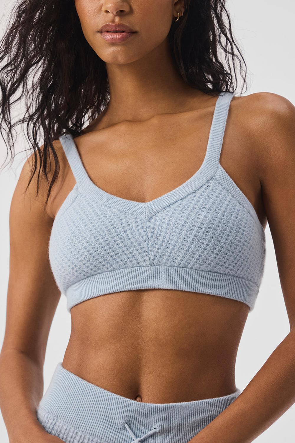 Alo Yoga Cashmere Plush Waffle V-Neck Donna Reggiseno Blu | Italia  RUB-840579