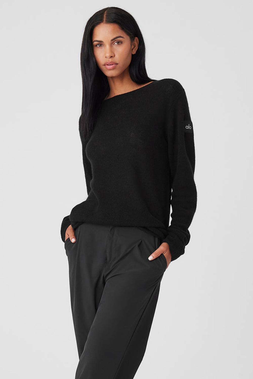 Alo Yoga Cashmere Reform Donna Maniche Lunghe Nere | Italia  JDZ-650928