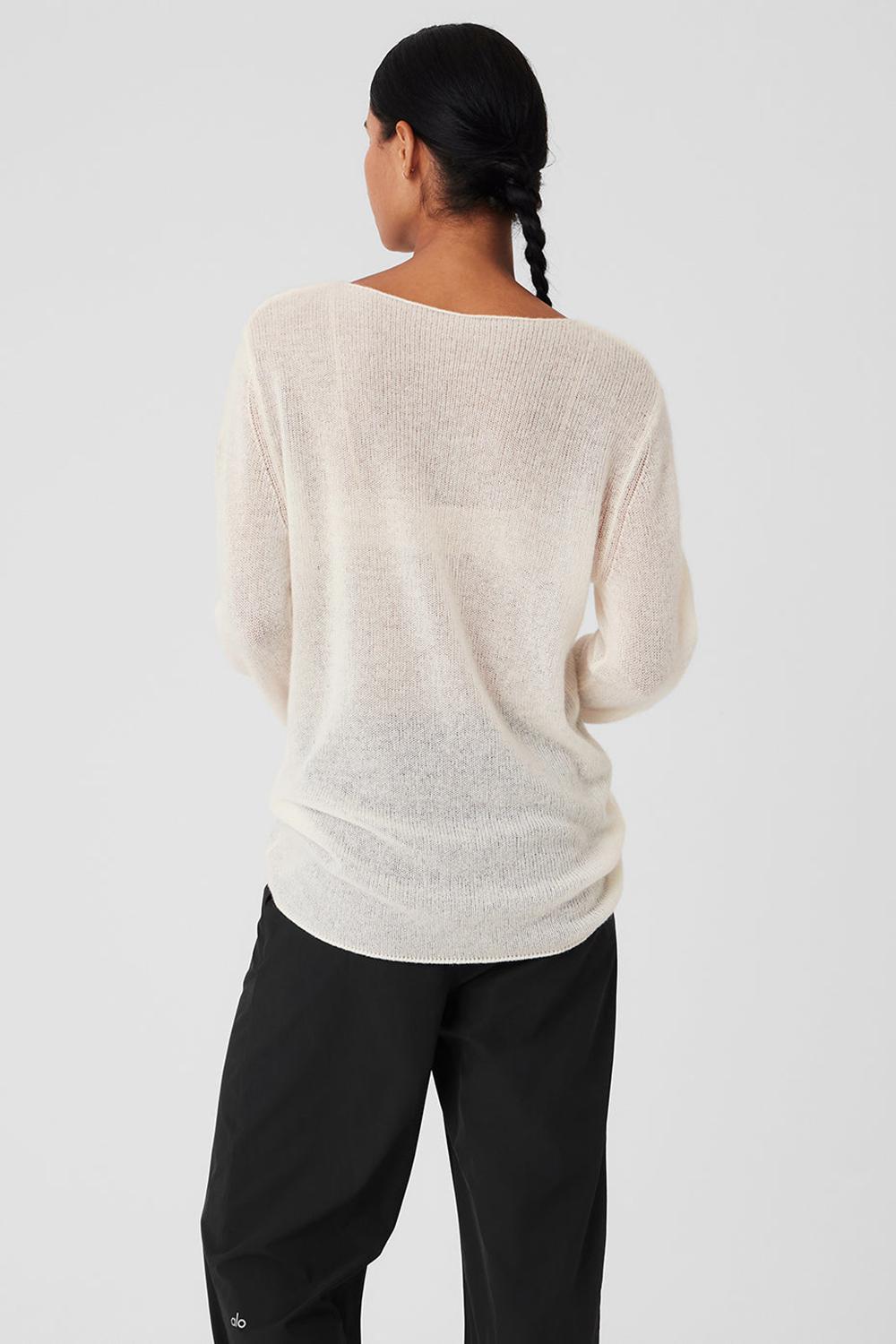 Alo Yoga Cashmere Reform Donna Maniche Lunghe Ivory | Italia  RIZ-076953
