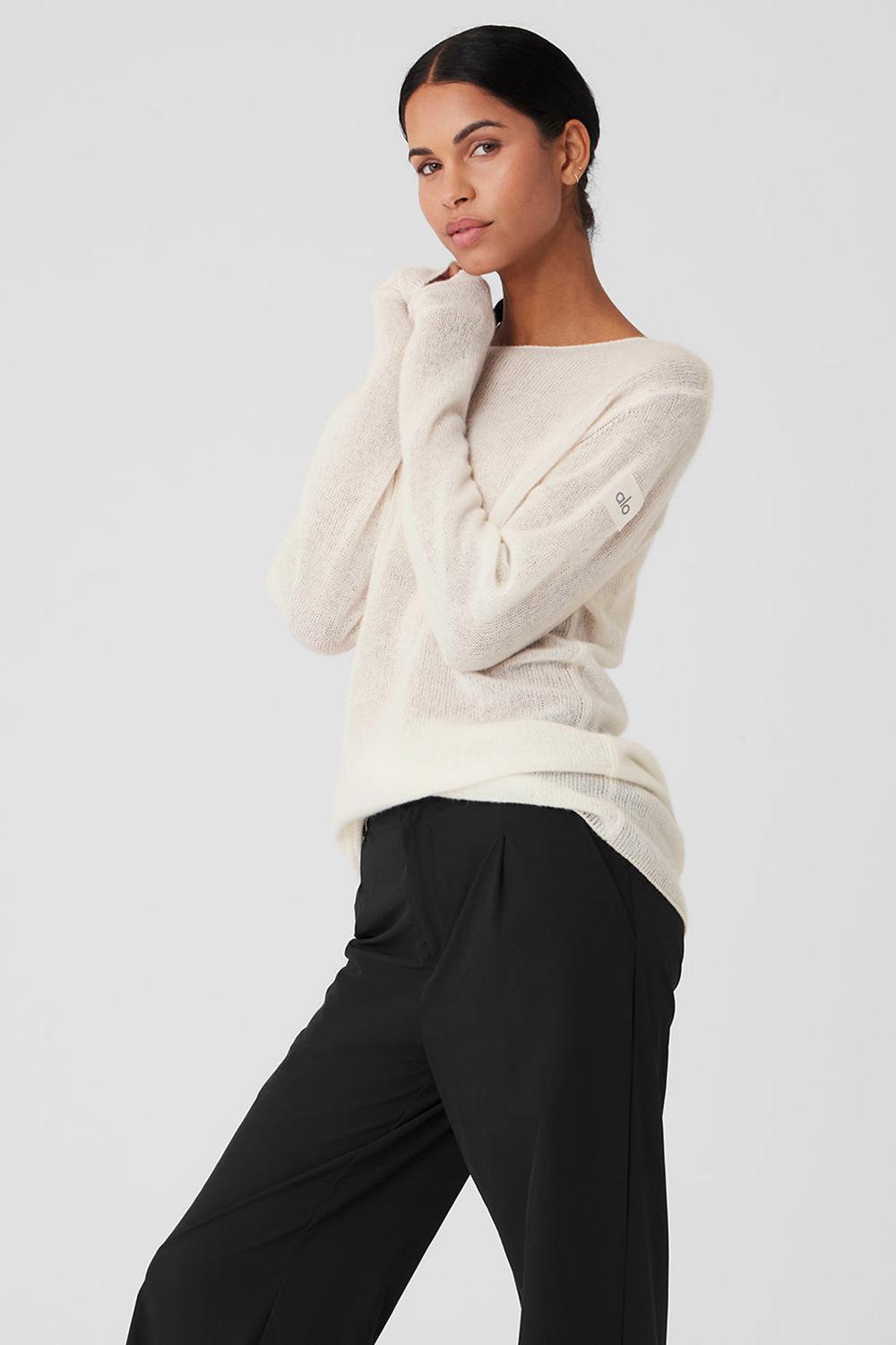 Alo Yoga Cashmere Reform Donna Maniche Lunghe Ivory | Italia  RIZ-076953