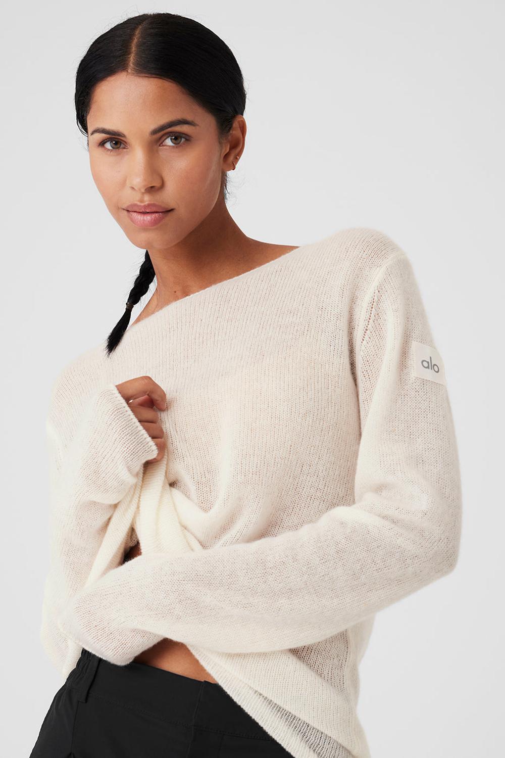 Alo Yoga Cashmere Reform Donna Maniche Lunghe Ivory | Italia  RIZ-076953