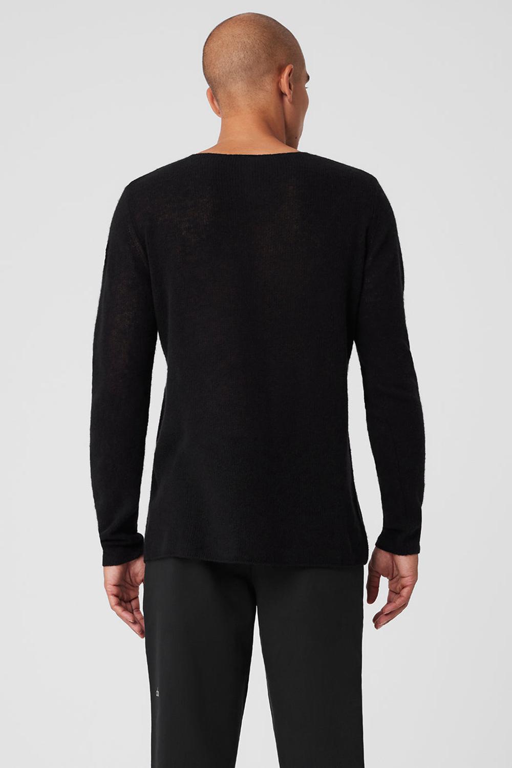 Alo Yoga Cashmere Reform Uomo Maniche Lunghe Nere | Italia  ESL-143809