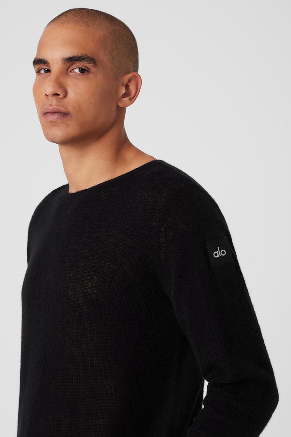 Alo Yoga Cashmere Reform Uomo Maniche Lunghe Nere | Italia  ESL-143809