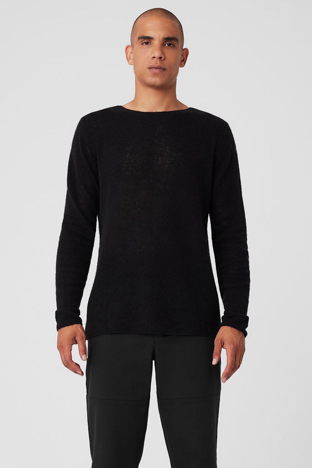 Alo Yoga Cashmere Reform Uomo Maniche Lunghe Nere | Italia  ESL-143809