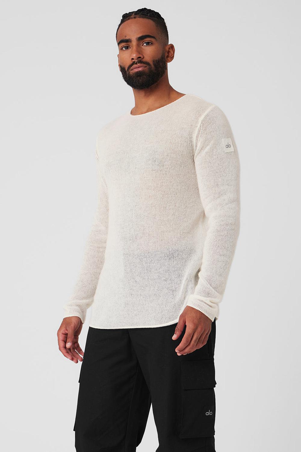 Alo Yoga Cashmere Reform Uomo Maniche Lunghe Ivory | Italia  RTH-064278