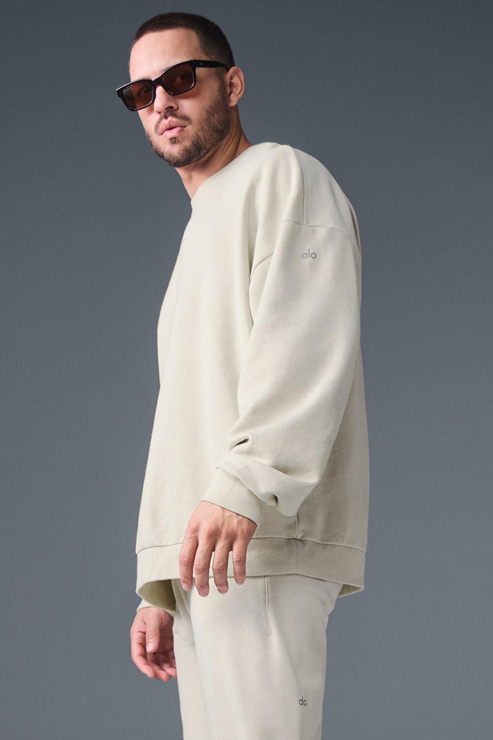 Alo Yoga Chill Crew Neck Uomo Pullover Bone | Italia  GDN-892436