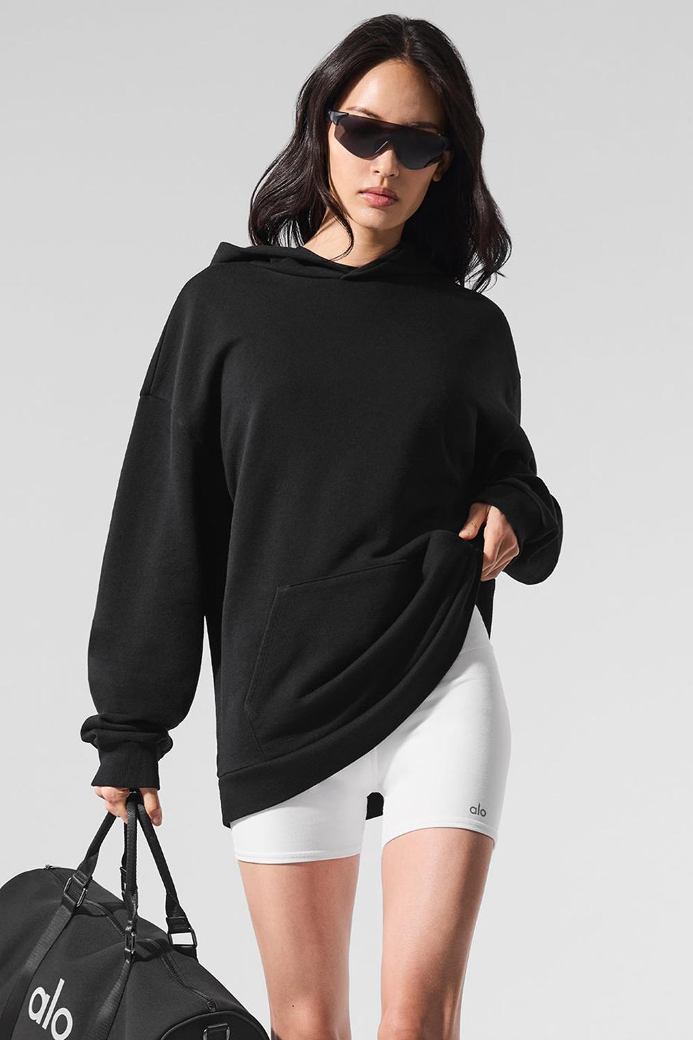 Alo Yoga Chill Donna Felpa con Cappuccio Nere | Italia  RYC-491652