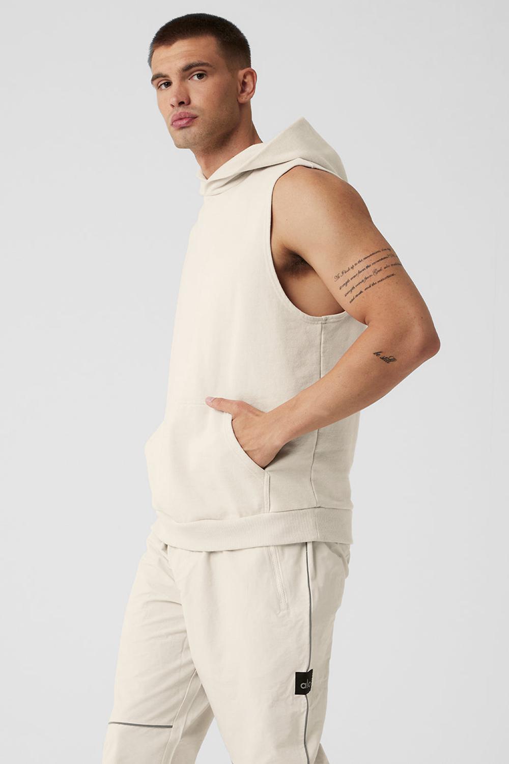 Alo Yoga Chill Sleeveless Uomo Felpa con Cappuccio Bone | Italia  LPQ-687295