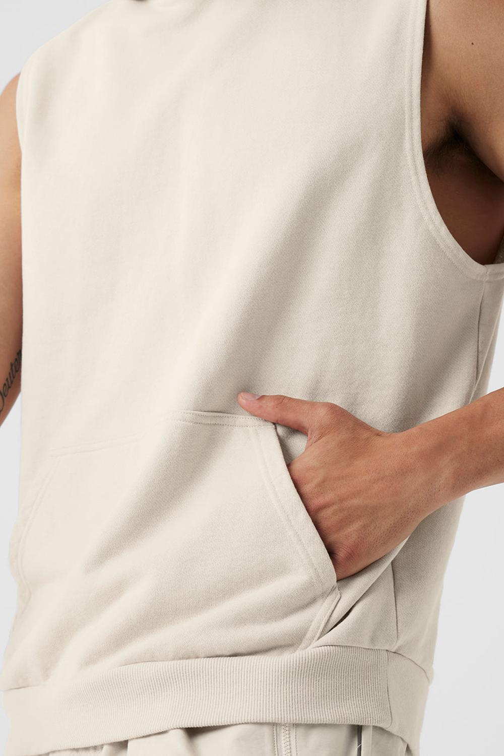 Alo Yoga Chill Sleeveless Uomo Felpa con Cappuccio Bone | Italia  LPQ-687295