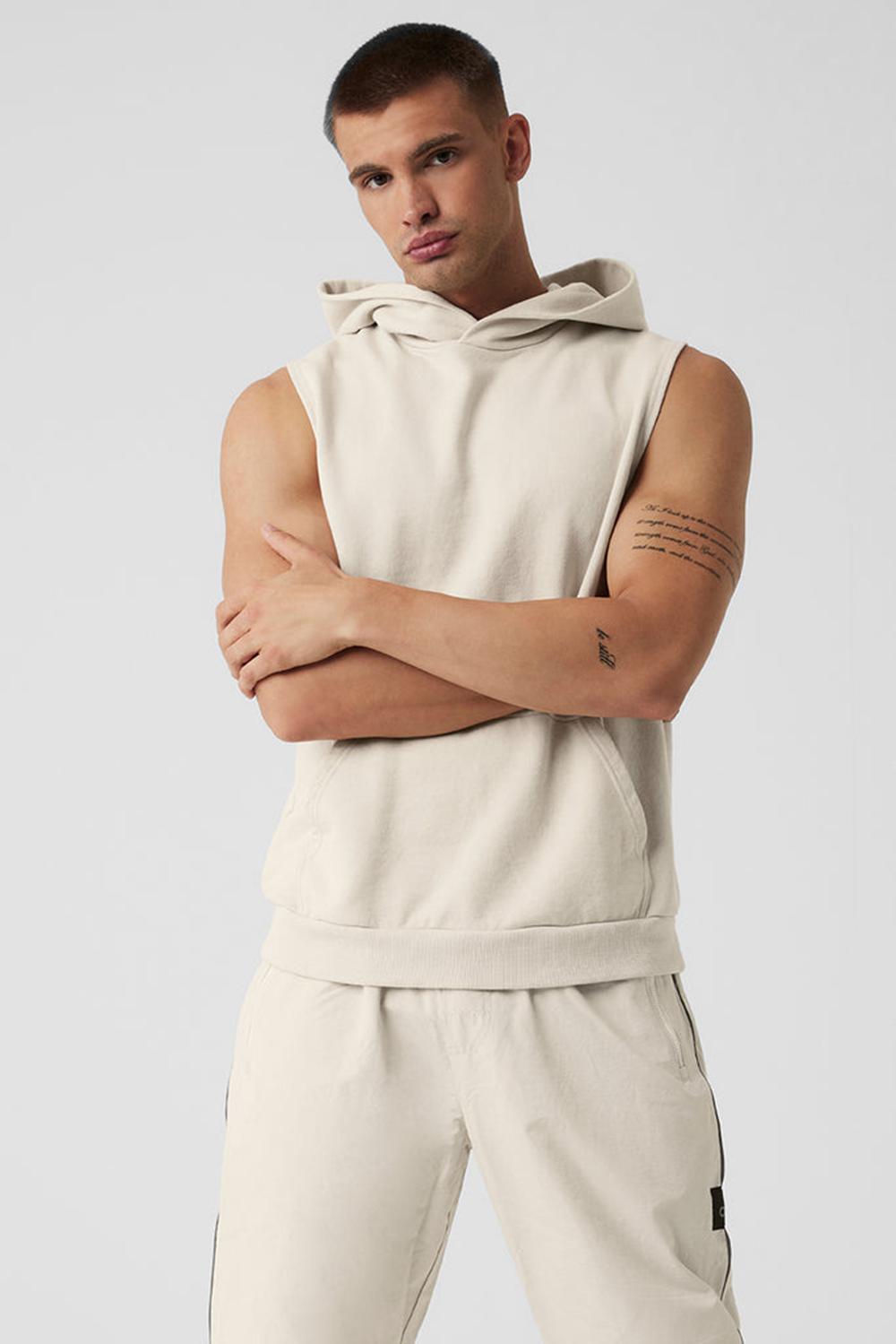 Alo Yoga Chill Sleeveless Uomo Felpa con Cappuccio Bone | Italia  LPQ-687295