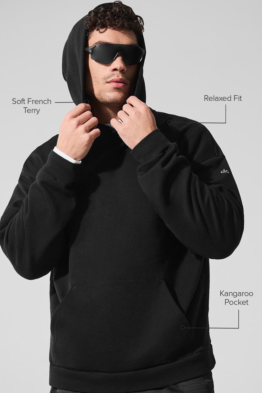 Alo Yoga Chill Uomo Felpa con Cappuccio Nere | Italia  GVJ-763809
