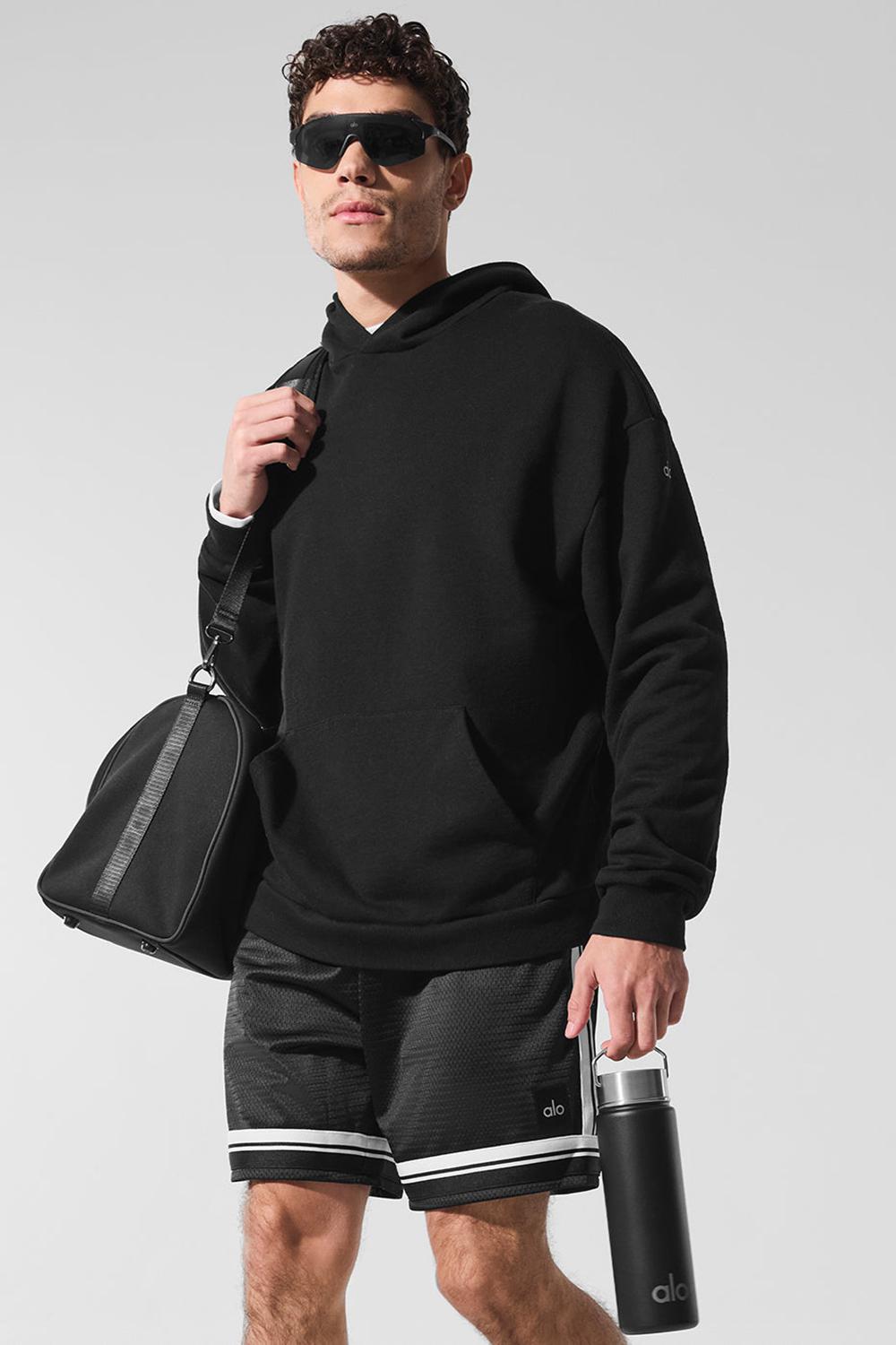 Alo Yoga Chill Uomo Felpa con Cappuccio Nere | Italia  GVJ-763809