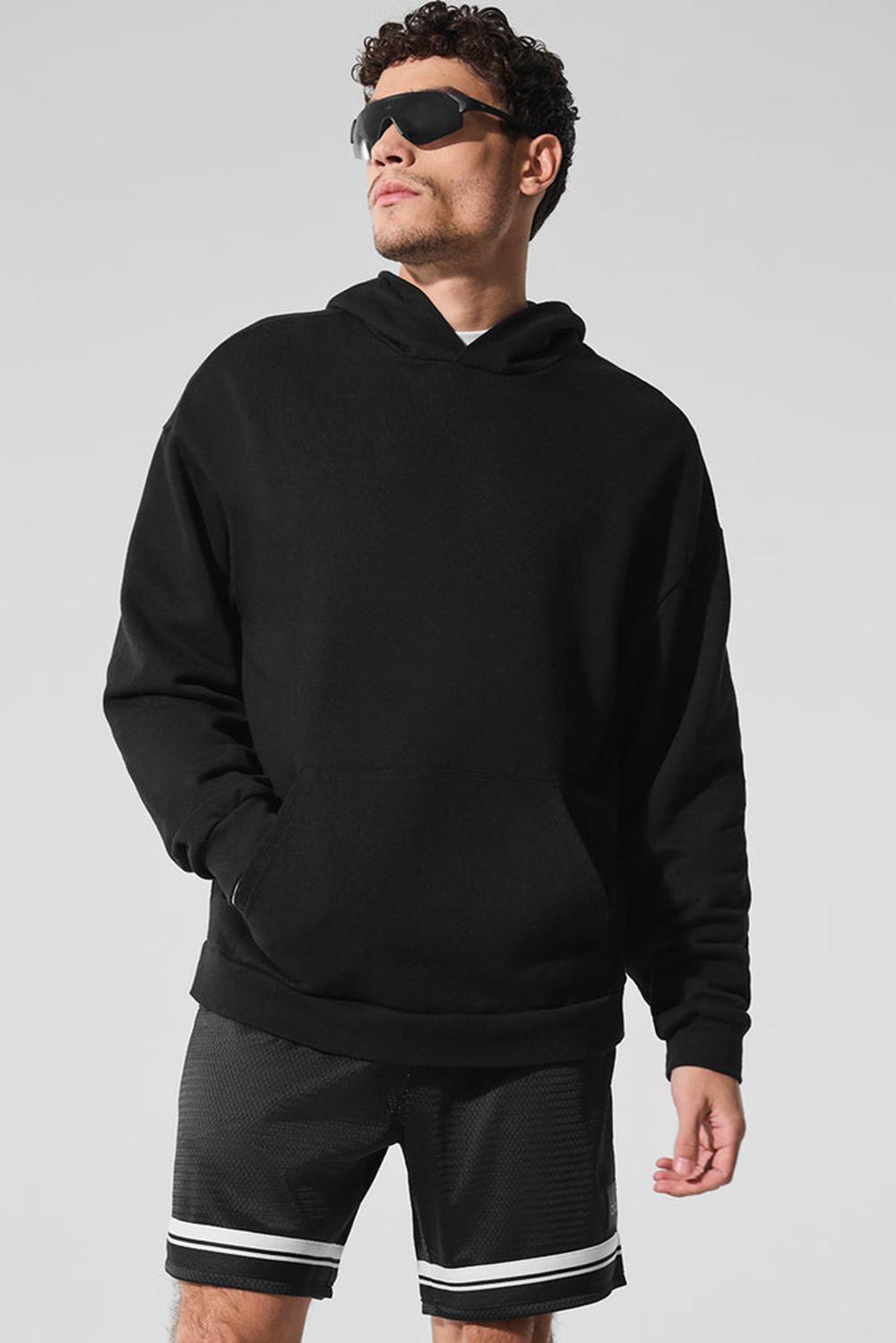 Alo Yoga Chill Uomo Felpa con Cappuccio Nere | Italia  GVJ-763809