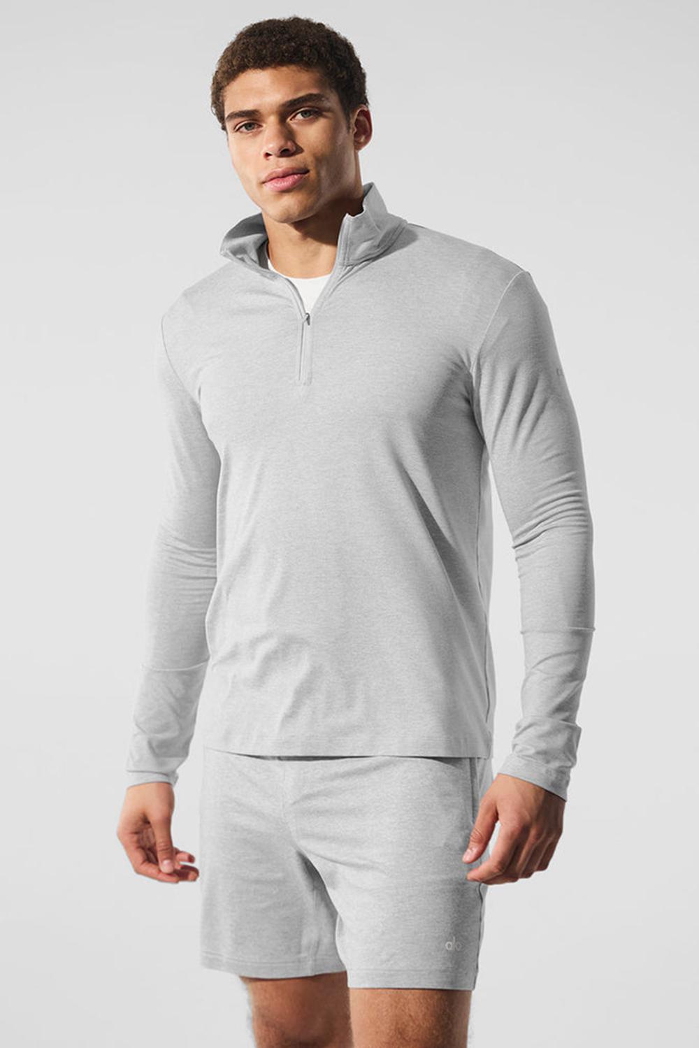 Alo Yoga Conquer 1/4 Zip Reform Uomo Maniche Lunghe Grigie | Italia  WBR-819345