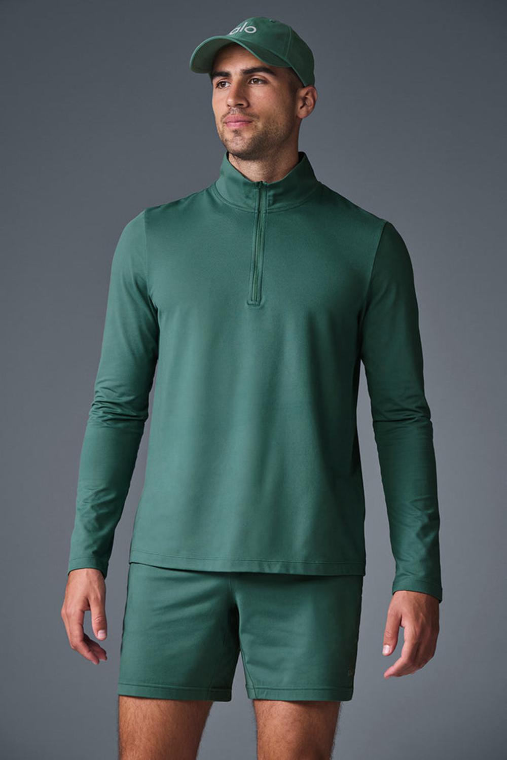 Alo Yoga Conquer 1/4 Zip Reform Uomo Maniche Lunghe Winter Ivy | Italia  LSG-981452