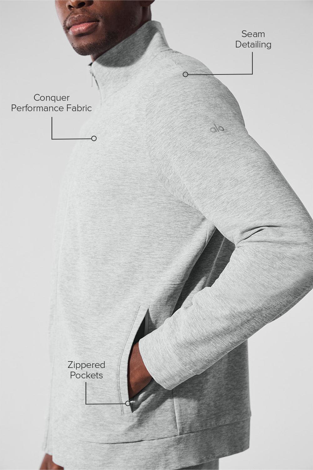 Alo Yoga Conquer Max Mock Neck Full Zip Uomo Giacca Grigie | Italia  LPW-802691