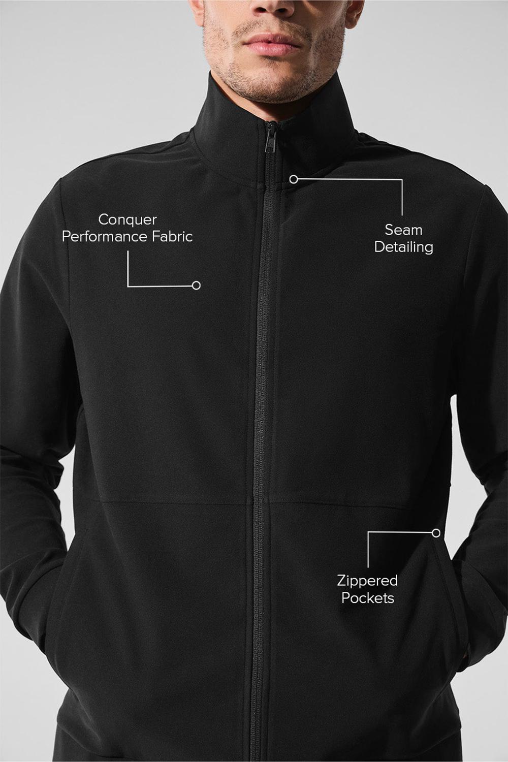 Alo Yoga Conquer Max Mock Neck Full Zip Uomo Giacca Nere | Italia  THE-720481