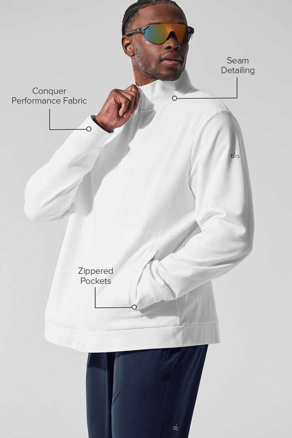 Alo Yoga Conquer Max Mock Neck Full Zip Uomo Giacca Bianche | Italia  CZI-840617