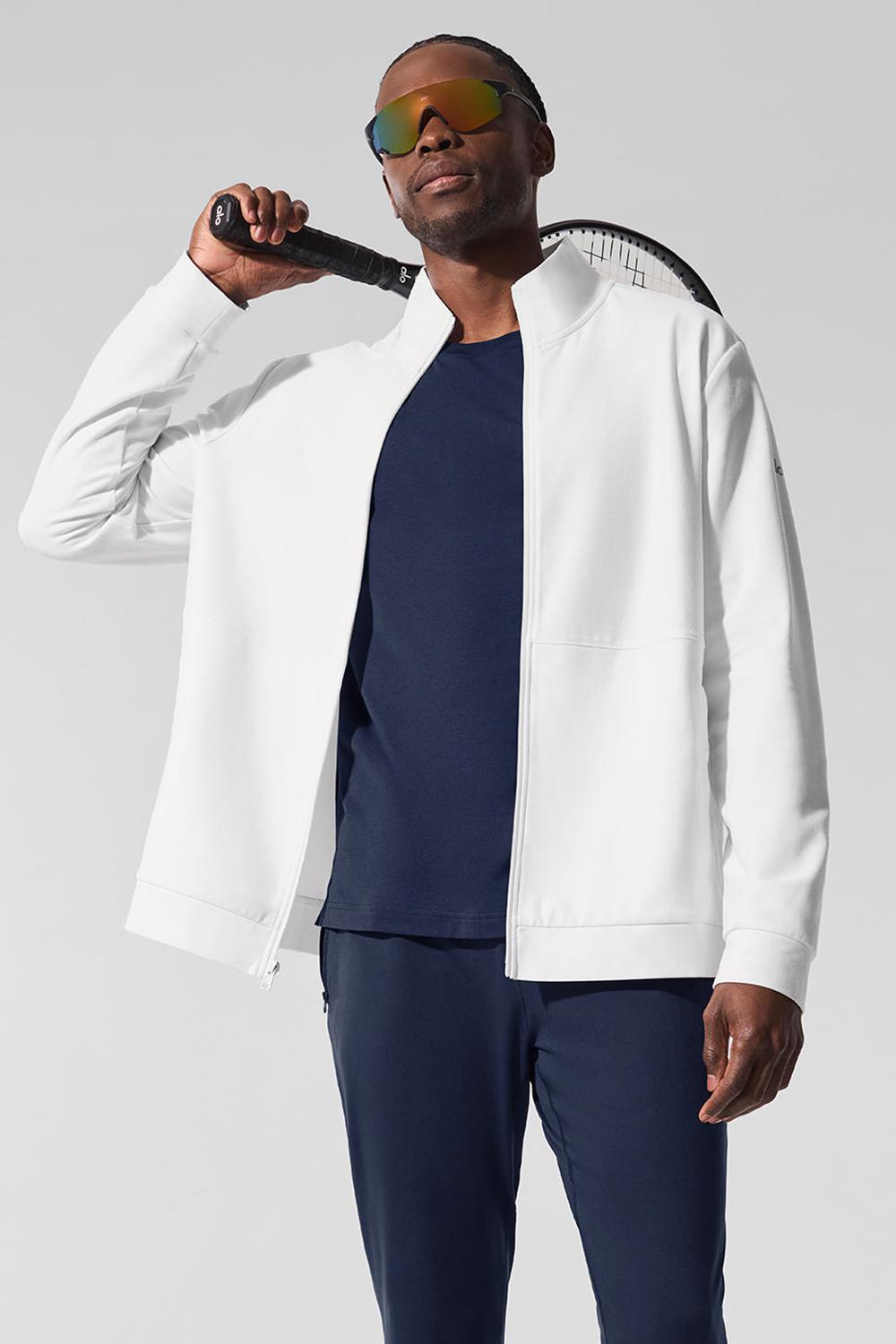 Alo Yoga Conquer Max Mock Neck Full Zip Uomo Giacca Bianche | Italia  CZI-840617