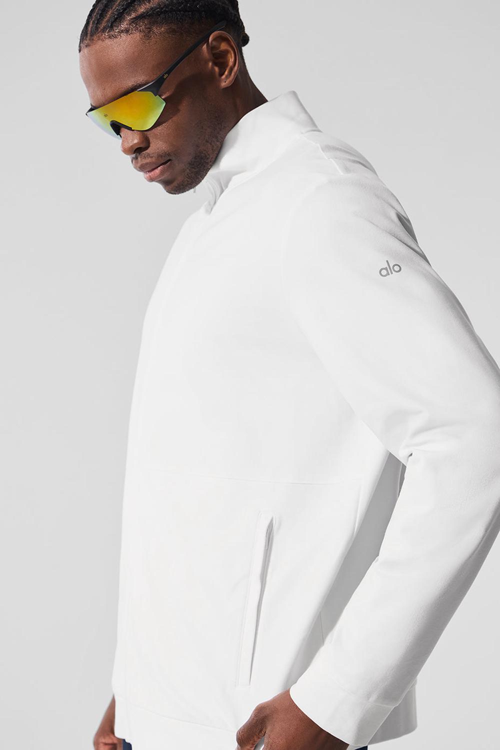Alo Yoga Conquer Max Mock Neck Full Zip Uomo Giacca Bianche | Italia  CZI-840617