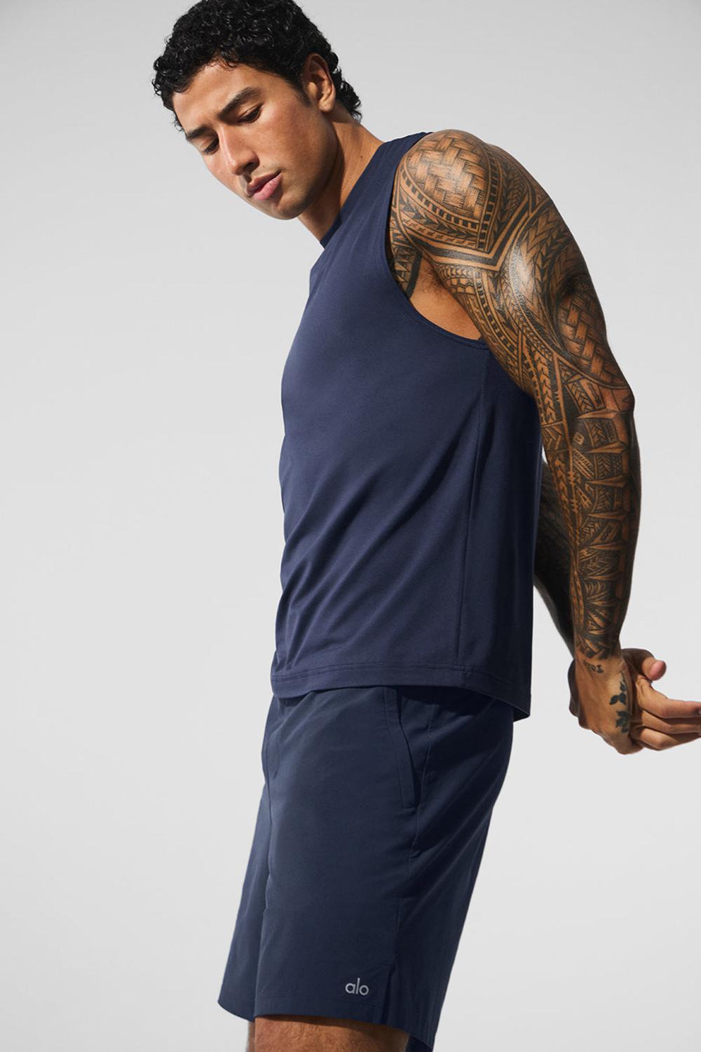Alo Yoga Conquer Muscle Uomo Tank Blu Marino | Italia  OWX-796103