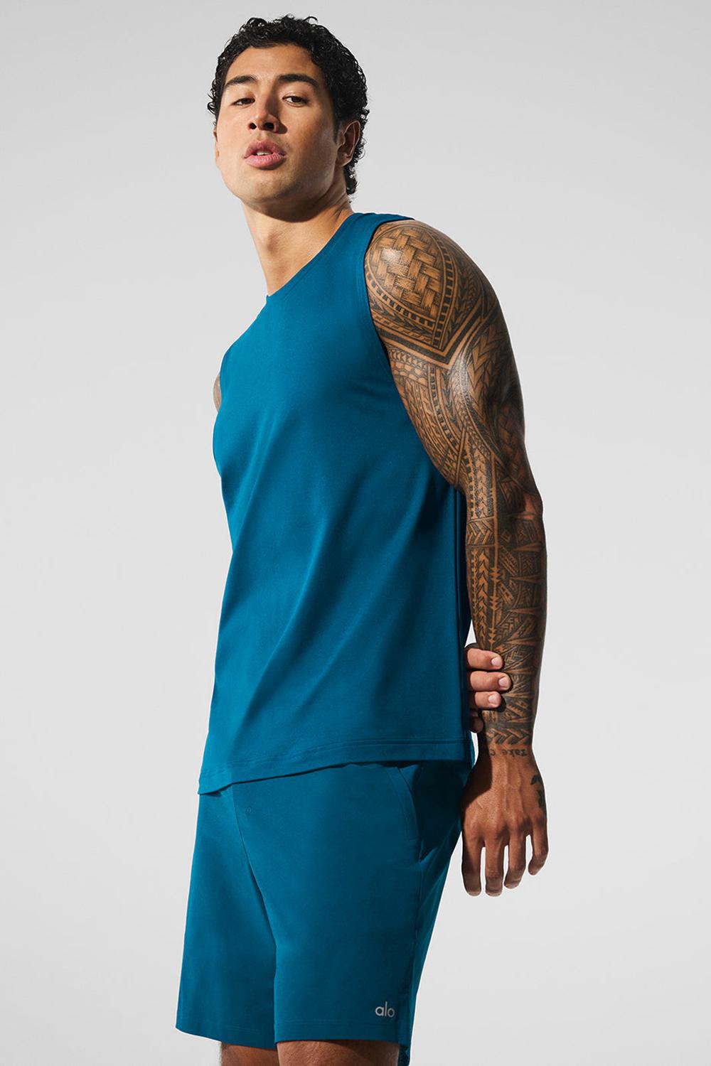 Alo Yoga Conquer Muscle Uomo Tank Blu | Italia  JBZ-823504