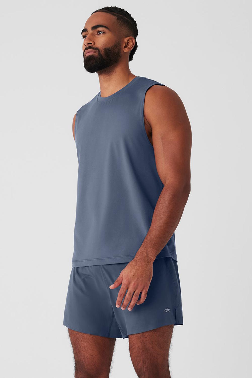Alo Yoga Conquer Muscle Uomo Tank Bluestone | Italia  LJV-573416