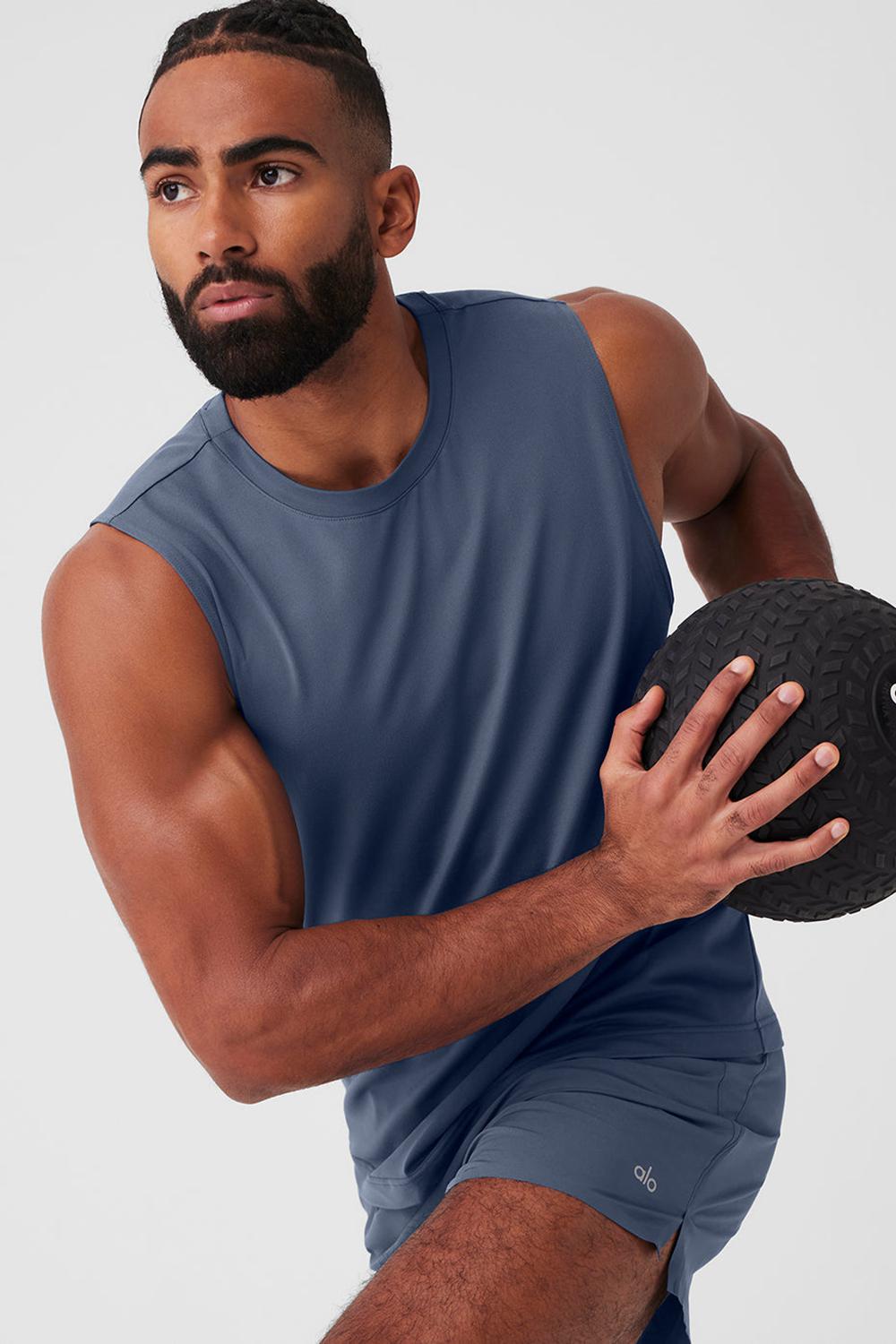 Alo Yoga Conquer Muscle Uomo Tank Bluestone | Italia  LJV-573416
