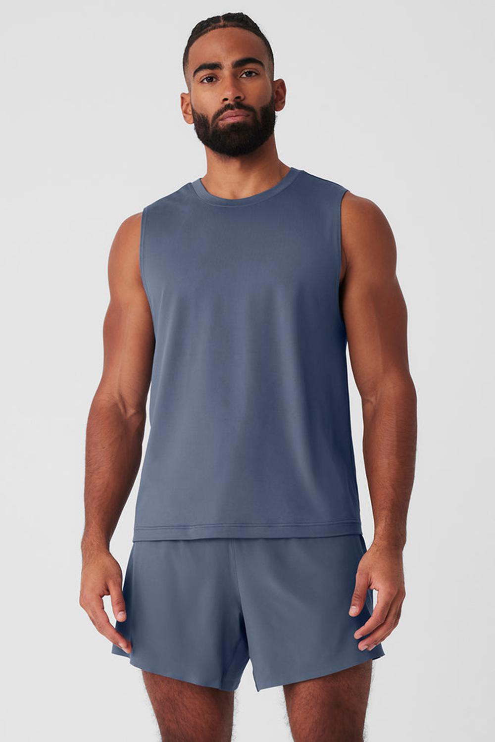 Alo Yoga Conquer Muscle Uomo Tank Bluestone | Italia  LJV-573416