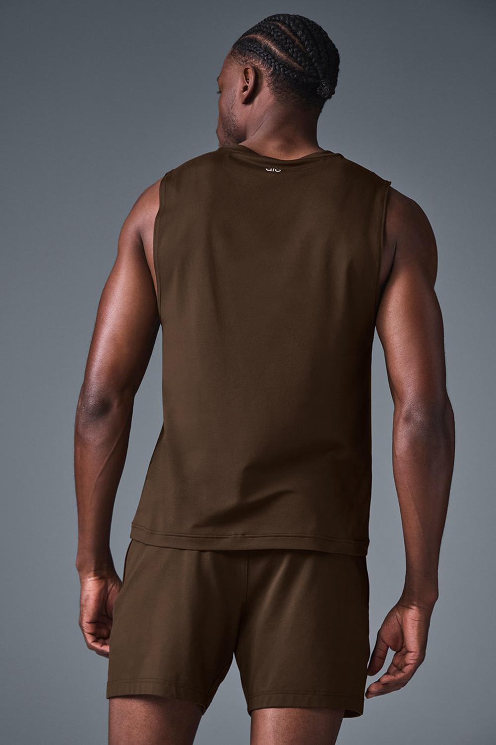 Alo Yoga Conquer Muscle Uomo Tank Espresso | Italia  YGC-857623