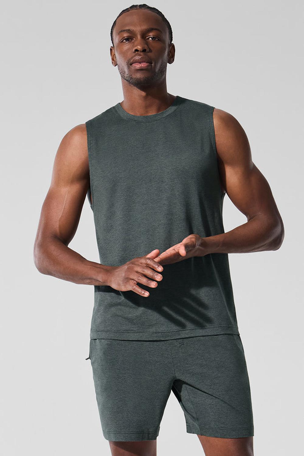 Alo Yoga Conquer Muscle Uomo Tank Verdi | Italia  VQD-012389