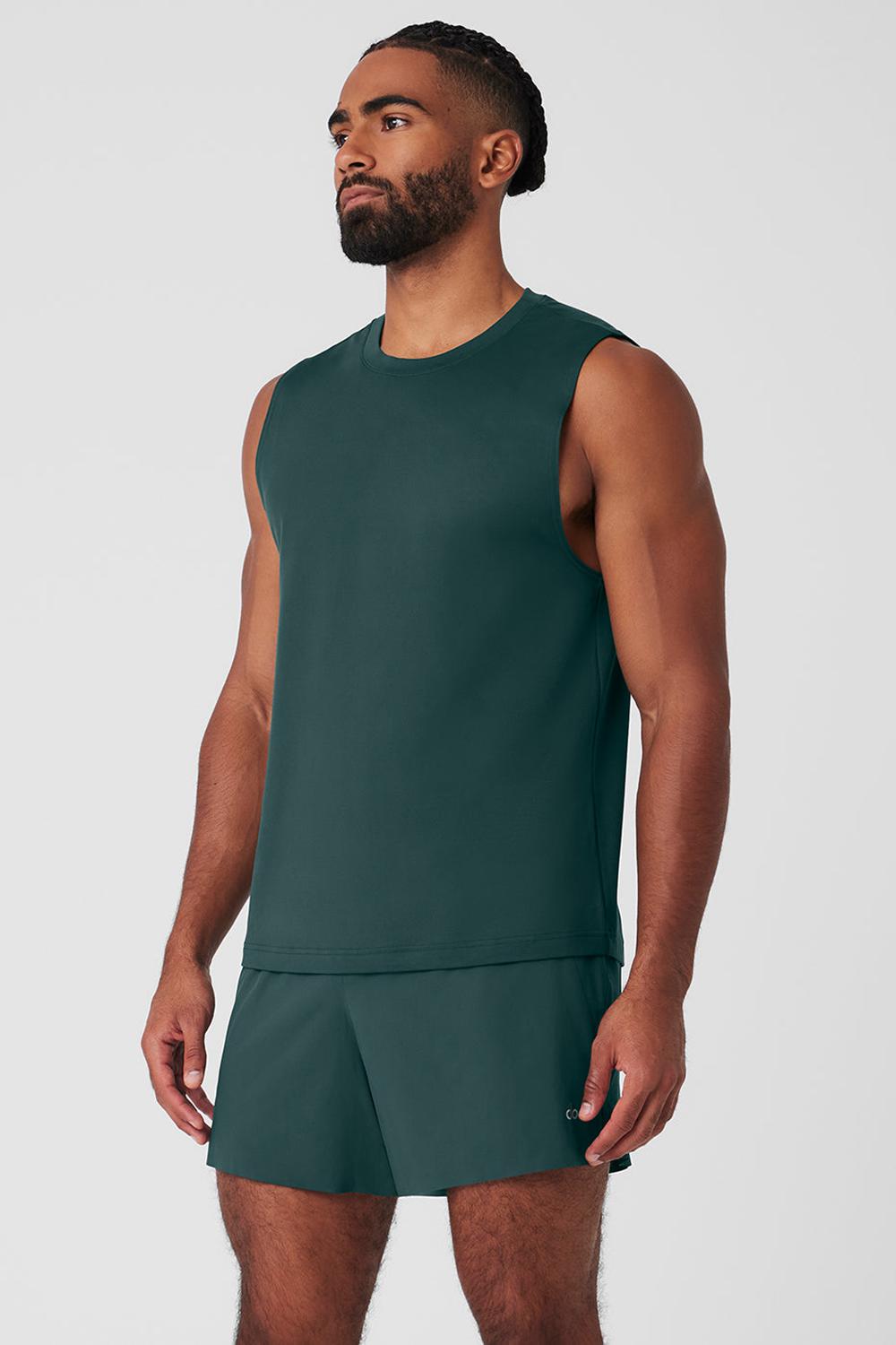 Alo Yoga Conquer Muscle Uomo Tank Verdi | Italia  IOB-431526